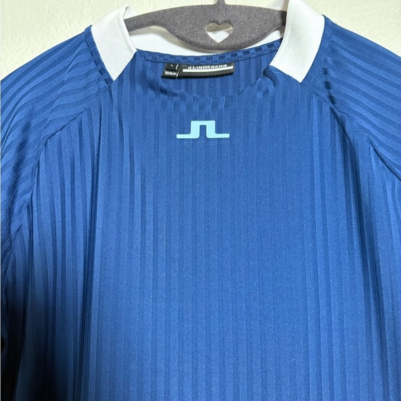 J.Lindeberg SIV Long Sleeve Royal Blue Stripe with White Collar Detail. Crewneck - Picture 8 of 10